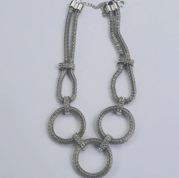 Women's New York & Company Silver 3 Ring Statement Necklace - Picture 1 of 12